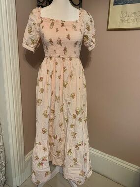 Japna Pink Floral Smocked Maxi Dress spring cottagecore feminine girly cute